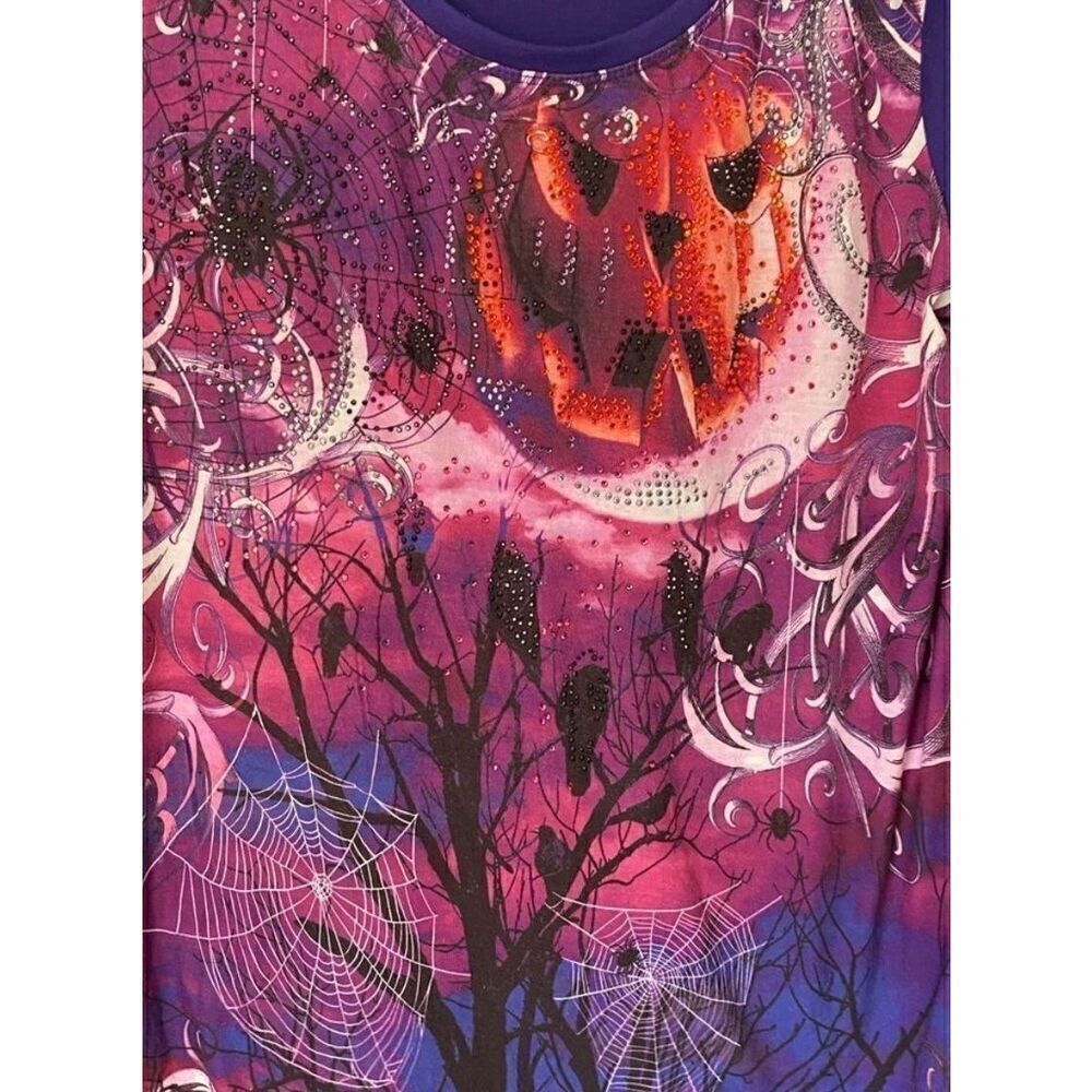 Thomas & Olivia, Halloween holiday rhinestone spider, pumpkin,bat top s/sm - Picture 3 of 7